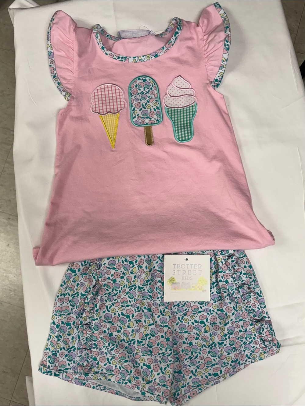 Trotters Pink Top with Pastel Floral Shorts Set